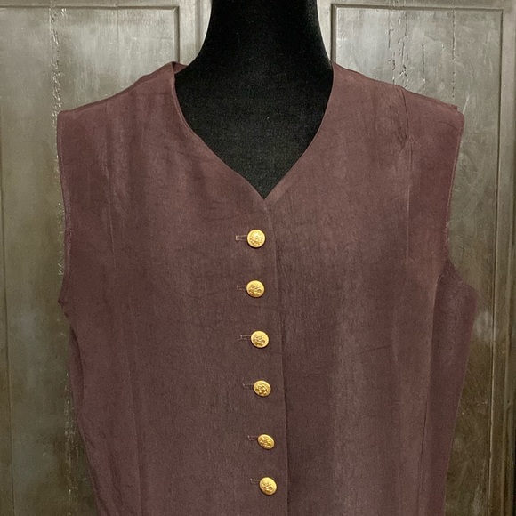 Christie of CA rayon brown sleeveless button down or vest. Size 14. NWT - Picture 4 of 10
